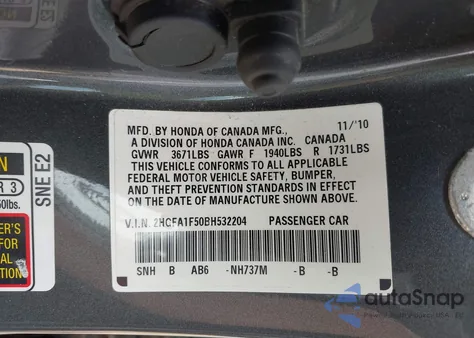 2011 Honda Civic Lx from USA, damaged, VIN 2HGFA1F50BH532204